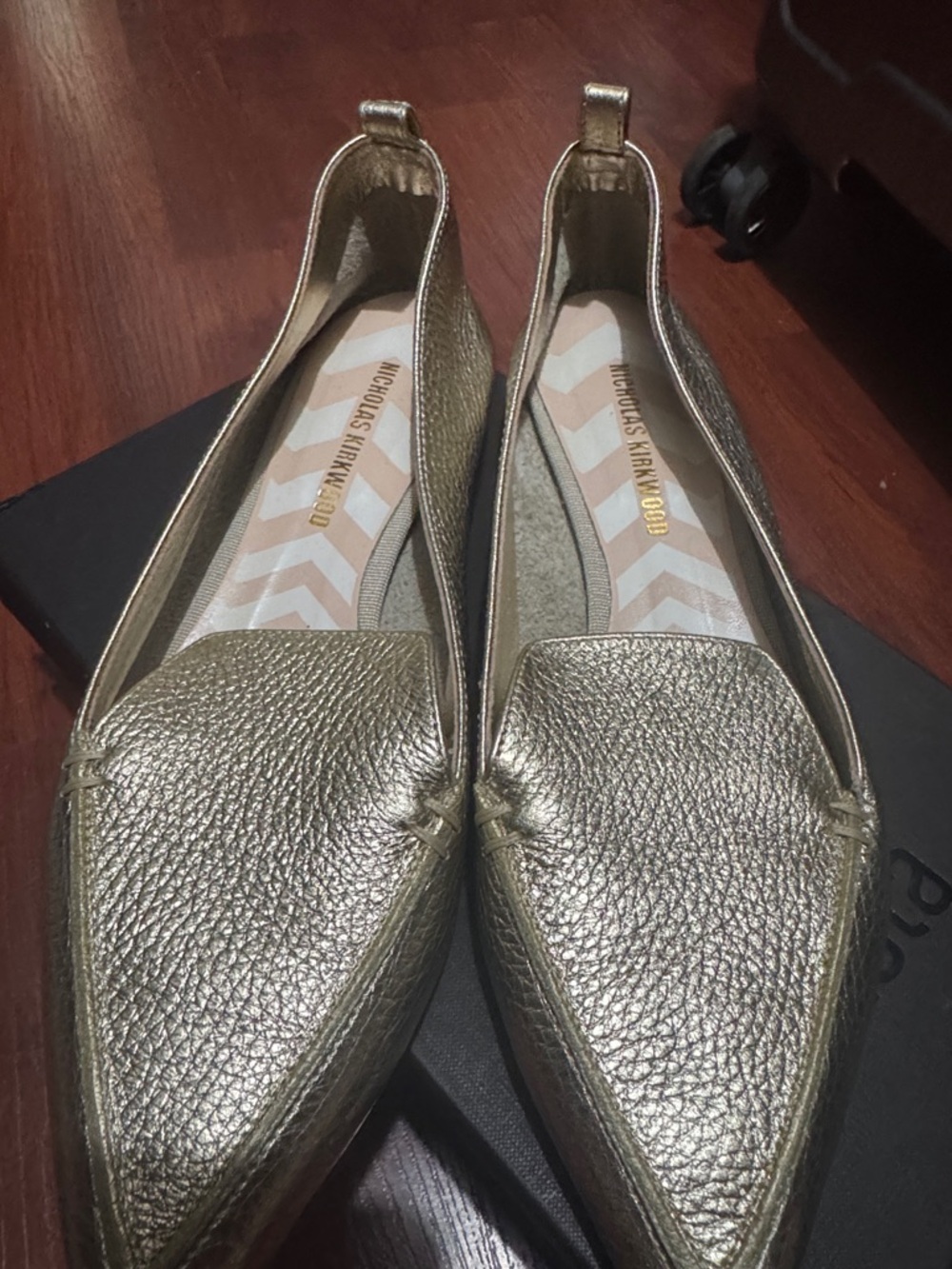 Nicholas Kirkwood Metallic Gold Pointed Slip-Ons